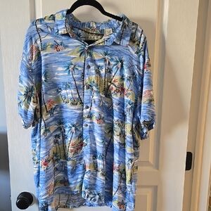 Hawaiian Blue Tropical Print Men's Shirt
